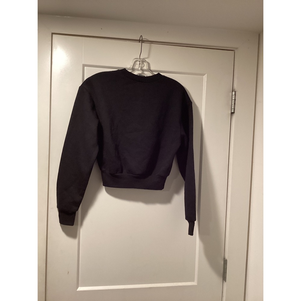 Wild Fable Black Cropped Sweatshirt Fleece Pullover XS 331 11 4242 - Picture 2 of 5